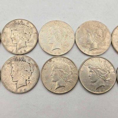 #1718 • (10) 1922 Peace Silver Dollar
