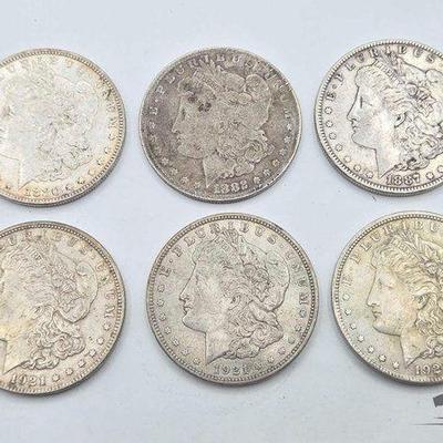 #1548 • (6) Philadelphia 1880-1921 Morgan Silver Dollars

