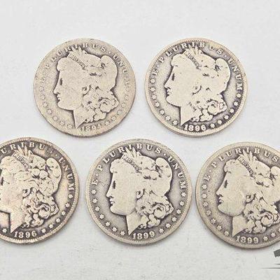 #1576 • (5) New Orleans 1894-1899 Morgan Silver Dollars
