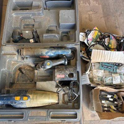 #3052 • Ryobi 18.0V Power Tools With Case, Wall Mounted Pot Rings & More
