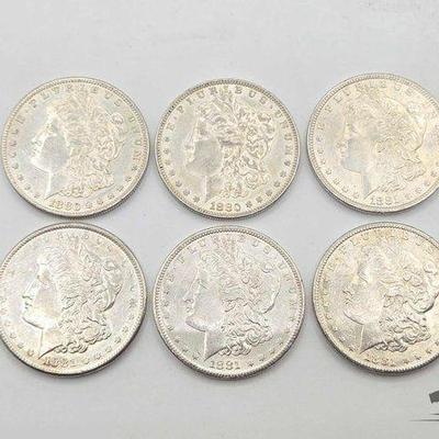 #1586 • (6) San Francisco 1880-1881 Morgan Silver Dollars
