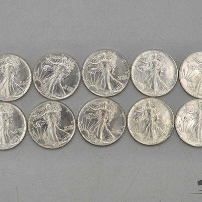 #2086 • 10 Silver Eagle 1 Troy Oz Coins
