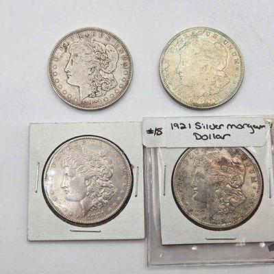 #1515 • (4) Philadelphia 1881-1921 Morgan Silver Dollars
