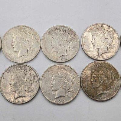 #1706 • (10) 1922 Peace Silver Dollar

