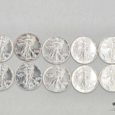 #2092 • 10 Silver Eagle 1 Troy Oz Coins

