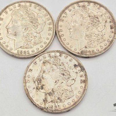 #1628 • (3) 1921 Denver Morgan Silver Dollars
