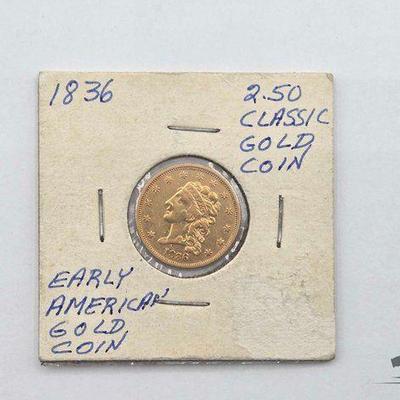 Sale Photo Thumbnail #58: #1316 • 1836 $2.50 Liberty Head Gold Coin
