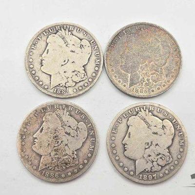 #1572 • (4) New Orleans 1881-1900 Morgan Silver Dollars
