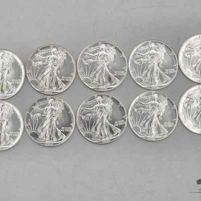 #2098 • 10 Silver Eagle 1 Troy Oz Coins
