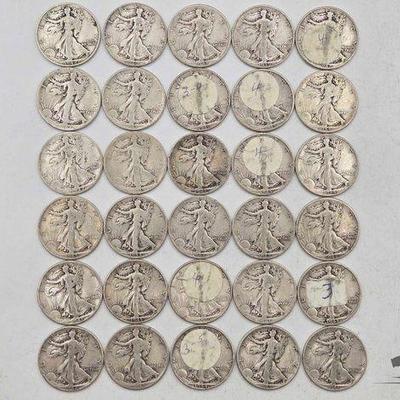 #1858 • (30) Silver Walking Liberty Coins, 366g
