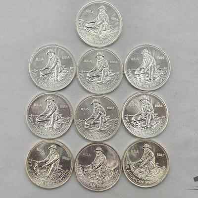 #2126 • (10) 1984-1987 The American Prospector Silver Round .999
