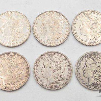 #1594 • (6) San Francisco 1878-1899 Morgan Silver Dollars
