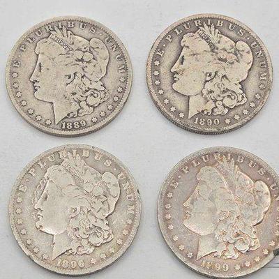 #1574 • (4) New Orleans 1889-1899 Morgan Silver Dollars
