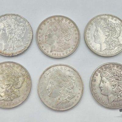 #1540 • (6) Philadelphia 1898-1921 Morgan Silver Dollars
