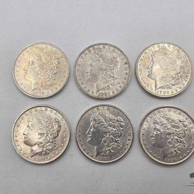 #1520 • (6) Philadelphia 1879-1896 Morgan Silver Dollars
