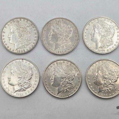 #1526 • (6) Philadelphia 1886-1897 Morgan Silver Dollars
