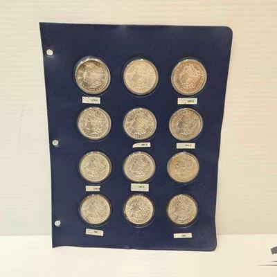 #1658 • (12) 1878-1899 Morgan Silver Dollar Coins
