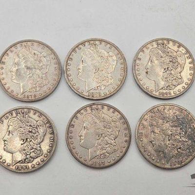 #1584 • (6) San Francisco 1878-1897 Morgan Silver Dollars
