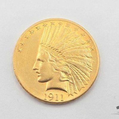 Sale Photo Thumbnail #55: #1310 • 1911 $10 Indian Head Gold Eagle Coin
