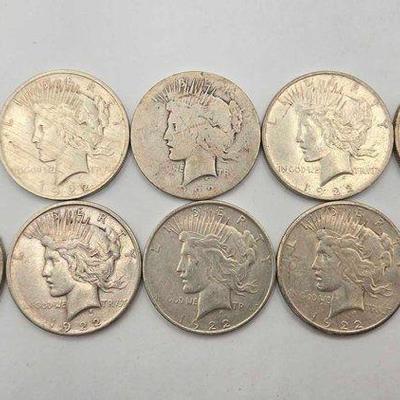 #1740 • (10) 1922 Peace Silver Dollar
