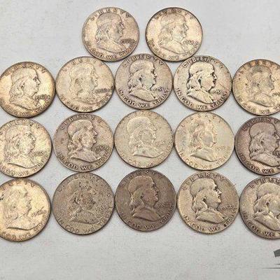 #1870 • (17) Silver Franklin Half Dollars, 211g
