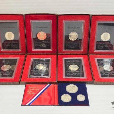 #1926 • (8) Eisenhower United States Proof Set & (1) U.S. Bicentennial Silver Proof Set
