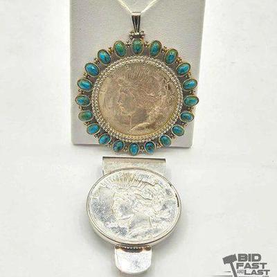 #852 • Silver Peace Dollar Pendant & Money Clip
