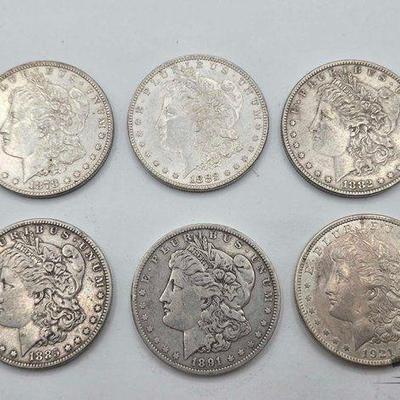 #1546 • (6) Philadelphia 1881-1921 Morgan Silver Dollars
