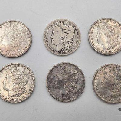 #1590 • (6) San Francisco 1879-1890 Morgan Silver Dollars
