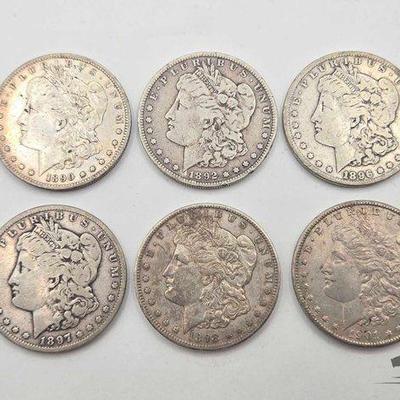 #1582 • (6) San Francisco 1890-1901 Morgan Silver Dollars

