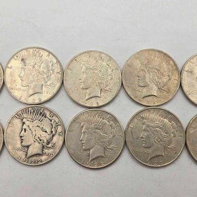 #1720 • (10) 1922 Peace Silver Dollar
