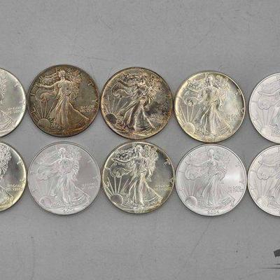 #2078 • 10 Silver Eagle 1 Troy Oz Coins
