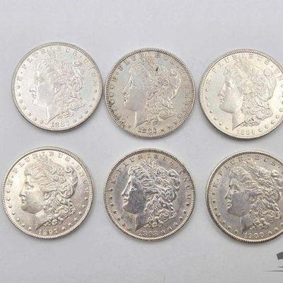 #1514 • (6) Philadelphia 1883-1900 Morgan Silver Dollars
