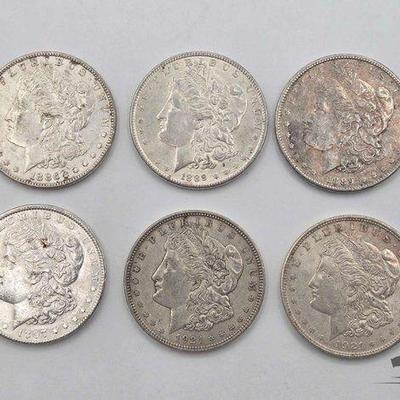 #1512 • (6) 1886-1921 Morgan Silver Dollars
