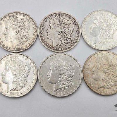 #1521 • (6) Philadelphia 1881-1921 Morgan Silver Dollars
