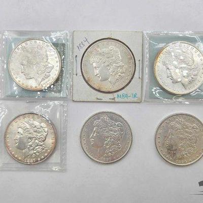 #1519 • (6) Philadelphia 1878-1896 Morgan Silver Dollars
