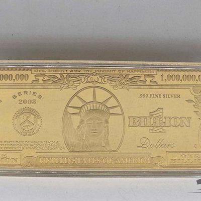 #2060 • Billion Dollar Bill Layered In Pure 24 Karat Gold
