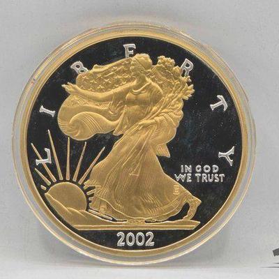 #2048 • Half Pound Silver Eagle .999 Fine Silver Coins with 24 karat gold layer and CoA
