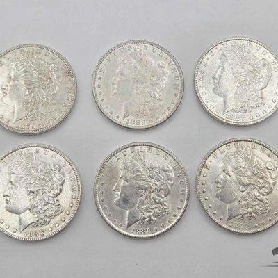 #1532 • (6) Philadelphia 1879-1898 Morgan Silver Dollars
