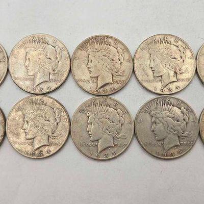 #1810 • (10) 1934 Silver Peace Dollars
