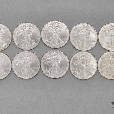 #2075 • 10 Silver Eagle 1 Troy Oz Coins
