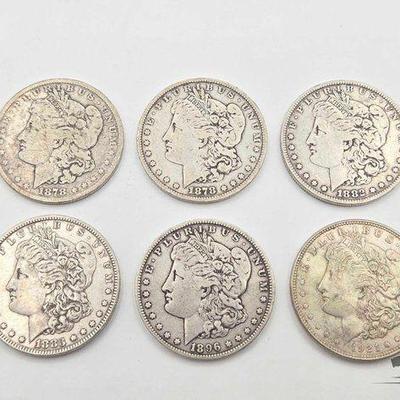 #1538 • (6) Philadelphia 1878-1921 Morgan Silver Dollars
