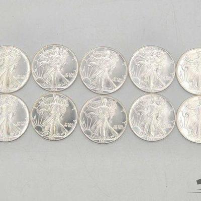 #2094 • 10 Silver Eagle 1 Troy Oz Coins
