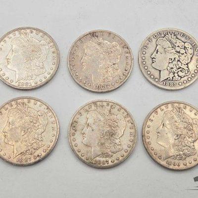 #1592 • (6) San Francisco 1881-1890 Morgan Silver Dollars
