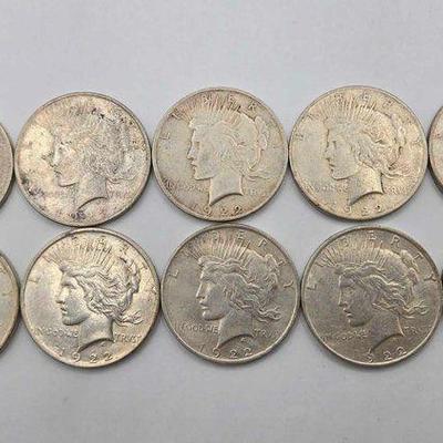 #1736 • (10) 1922 Peace Silver Dollar
