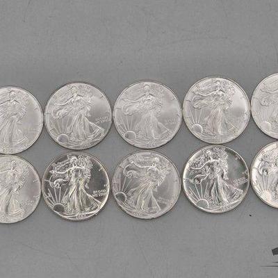 #2074 • 10 Silver Eagle 1 Troy Oz Coins
