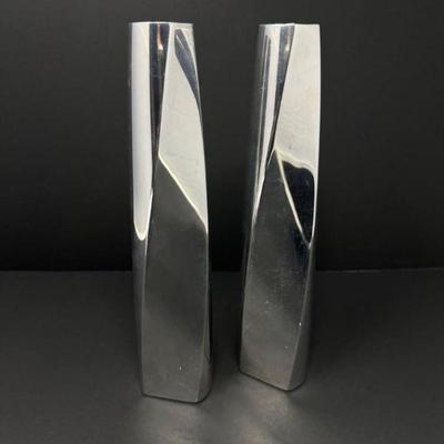 Nambe 2002 Fred Bould Twist Candlesticks	