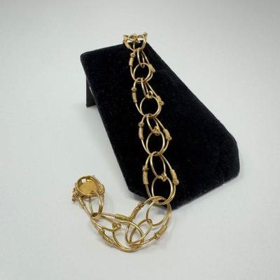 18K Gold Open Link Bracelet - Approx. 20g	