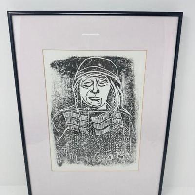 Signed Woodblock Print – Flathead-Salishan Indigenous Portrait (1911)	