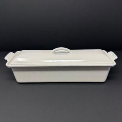 Vintage Le Creuset Enameled Cast Iron Pâté Terrine Loaf Pan #32, White	